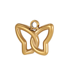 Настоящее золото 14K 304 прелести нержавеющей стали, бабочка, ионное покрытие (ip), реальный 14 k позолоченный, 7x8 мм