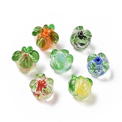 Mixed Color Handmade Lampwork Fruit Beads, Luminous, Glow in the Dark, Persimmon, Mixed Color, 15x12x12mm, Hole: 1.5~1.6mm