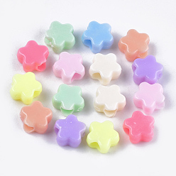 Mixed Color Opaque Acrylic European Beads, Large Hole Beads, Star, Mixed Color, 10x10x5.5mm, Hole: 4mm, about 2270pcs/500g