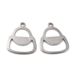 Stainless Steel Color Tarnish Resistant 201 Stainless Steel Pendants, Handbag, Stainless Steel Color, 17.5x15x1mm, Hole: 1.4mm