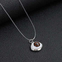 Coconut Brown Dragon Eye Alloy with Glass Pendant Necklace, Coconut Brown, 12.99 inch(33cm)
