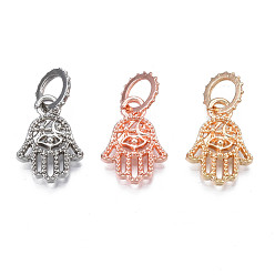 Mixed Color Rack Plating Alloy European Dangle Charms, Large Hole Pendants, Cadmium Free & Nickel Free & Lead Free, Hamsa Hand/Hand of Miriam with Eye, Mixed Color, 23.5mm, Hole: 5mm, Hamsa Hand: 17x12.5x3mm