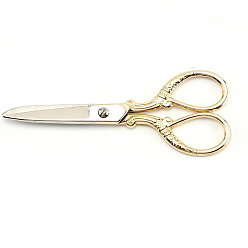Golden Stainless Steel Retro Scissors, Embroidery Cross Stitch Tools, Craft Scissors, Household Scissors, Golden, 13x5cm