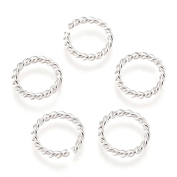 Argent 304 Anneaux en acier inoxydable, Anneaux ouverts, torsadée, argenterie, 10x1.5mm, Jauge 15, diamètre intérieur: 7 mm