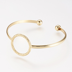 Real 18K Gold Plated Brass Cuff Bangle, Real 18K Gold Plated, 2 inchx2-1/8 inch(50x53mm)