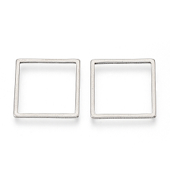 Stainless Steel Color 304 Stainless Steel Linking Rings, Square, Stainless Steel Color, 20x20x1mm, Inner Measure: 17.5x17.5mm