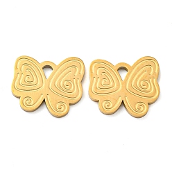 Golden 316 Surgical Stainless Steel Charms, Laser Cut, Butterfly Charm, Golden, 13x14.5x1mm, Hole: 1.6mm
