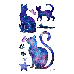 Royal Blue Cartoon Cat Pattern Removable Temporary Tattoos Paper Stickers, Royal Blue, 10.5x6cm