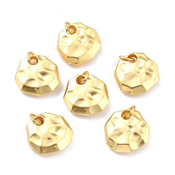Real 18K Gold Plated Brass Pendants, Long-Lasting Plated, Matte, Flat Round, Bumpy, Real 18K Gold Plated, 14x4mm, Hole: 3.6mm