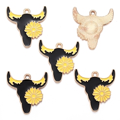 (461) Высокий Металлик Виноград Подвески из сплава и эмали в стиле ковбоев на западе, золотые, крупный рогатый скот, 24x24 мм