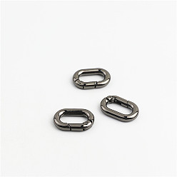 Gunmetal Zinc Alloy Spring Gate Ring,  for Luggage Belt Craft DIY Accessories, Cadmium Free & Lead Free, Oval, Gunmetal, 25x16x4.2mm