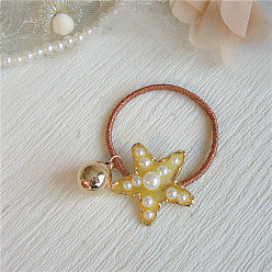 Yellow pentagram Vintage Gold Pearl Pendant with Five-pointed Star Heart-shaped Pearl Hair Rope