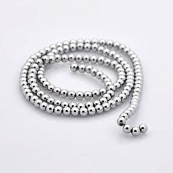 Gainsboro Round Non-magnetic Synthetic Hematite Beads Strands, Gainsboro, 3mm, Hole: 1mm, about 133pcs/strand, 17.4 inch