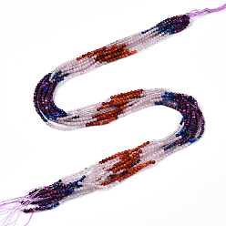 Смешанные камни Природных драгоценных камней смешанного бисер нитей, круглые бусины, граненые, 2~2.5x2~2.5 мм, отверстие : 0.5 мм, около 190~196 шт / нитка, 15.35''~15.75'' (39~40 см)