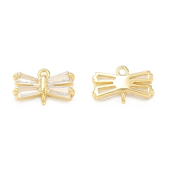 Real 18K Gold Plated Brass Clear Glass Connector Charms, Bowknot Links, Real 18K Gold Plated, 8x12x3mm, Hole: 1.2mm