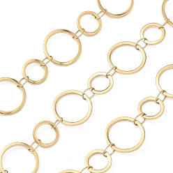 Золотой 304 кольцевые цепи из нержавеющей стали, пайки, с катушкой, ионное покрытие (ip), золотые, 8~12x1 мм