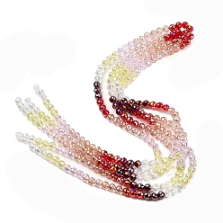 Бледно-Розовый Стеклянные бусины с гальваническим покрытием , круглые, граненый(32 граненый), градиент цвета, розовый жемчуг, 6 мм, отверстие : 1.2 мм, около 61 шт / нитка, 12.60'' (32 см)