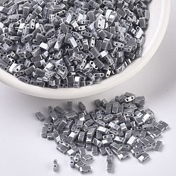 (HTL1865) Непрозрачный Дымчато-серый Блеск Миюки половина бусины тила, японский бисер, 2 отверстие, (htl 1865) непрозрачный дымчатый серый глянец, 5x2.3x1.9 мм, отверстие : 0.8 мм, Около 250 шт / 10 г