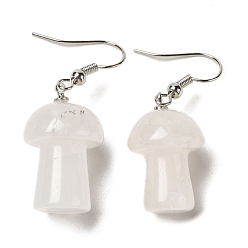 Quartz Crystal Natural Quartz Crystal Mushroom Dangle Earrings, Platinum Brass Earrings, 42x15mm