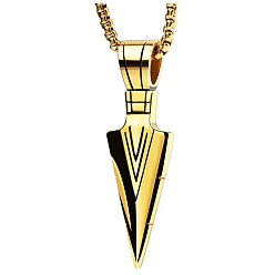 Cone Alloy Pendant Necklaces for Men, Stainless Steel Box Chain Necklace, Cone, 23.62 inch(60cm)