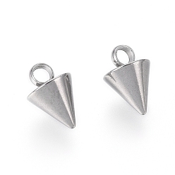Stainless Steel Color 304 Stainless Steel Pendants, Spike/Cone, Stainless Steel Color, 8.5x6mm, Hole: 2mm