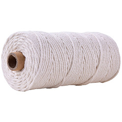 Ghost White Cotton String Threads for Crafts Knitting Making, Ghost White, 3mm, about 109.36 Yards(100m)/Roll