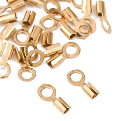 Золотой Ионное напыление (IP) 304 обжимные концы шнура из нержавеющей стали, заглушки для шнуров колонн, зажимы, трубки для изготовления ювелирных изделий, золотые, 6.3x1.8 мм, отверстие : 1.7 мм, внутренний диаметр: 1 мм