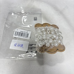 Платина 1круглые цепочки из хрустального стекла со стразами длиной в ярд, отделка поддельным бриллиантом, с пластиковой имитационной жемчужиной, для изготовления ювелирных изделий DIY, свадебное оформление, с карточной бумагой, платина, 17.5~21.5x7.5~11.5 мм