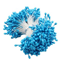 Deep Sky Blue Eco-Friendly Matte Gypsum Flower Core, Double Heads Flower Stamen Pistil, for Artificial Flower Making, Scrapbook, Home Decoration, Deep Sky Blue, 3mm, 288pcs/bag