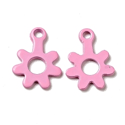 Pearl Pink Spray Painted 201 Stainless Steel Charms, Flower Charms, Pearl Pink, 11x8.5x1mm, Hole: 1.2mm