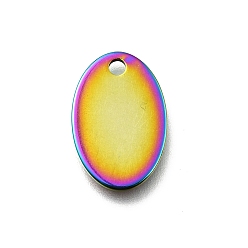 Rainbow Color Ионное покрытие (ip) 304 кулоны для штамповки из нержавеющей стали, овальные амулеты, Радуга цветов, 17.5x11.5x1 мм, отверстие : 2 мм