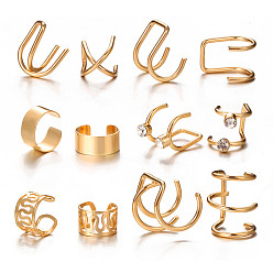 A06-03-06 12-Piece Set of Creative and Minimalist C-Shaped Letter Non-Pierced Ear Clips for Women