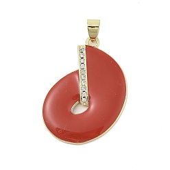 Красный Подставка для дисков, покрытие из латуни, микропаве, подвески из кубического циркония, с эмалью, без кадмия и без свинца, долговечный, реальный 18 k позолоченный, красные, 34.5x25x3.5 мм, отверстие : 6x4 мм