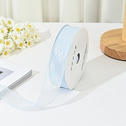 Light Sky Blue 18M Iridescent Polyester Organza Ribbons, Garment Accessories, Gift Packaging, Light Sky Blue, 1-1/8 inch(30mm), about 19.69 Yards(18m)/Roll