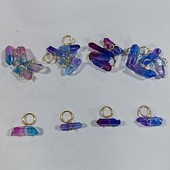 (52) Непрозрачная лаванда 20 шт. 4 стили гальванические подвески из натурального кварца, подвески из двухцветного горного хрусталя с латунными петлями, золотые, разноцветные, 20.8 мм, 5 шт / стиль