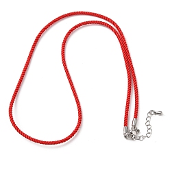 Темно-Красный 2мм круглый нейлоновый миланский шнур для изготовления ожерелья, с латунными выводами и 303 застежками из лобстера из нержавеющей стали, цвет нержавеющей стали, темно-красный, 18.50~18.70 дюйм (47~47.5 см)