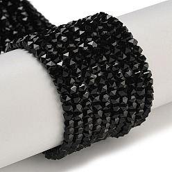 Черный Стеклянные бусины с гальваническим покрытием , гальваническое покрытие, граненые, звезда, чёрные, 3x4x4 мм, отверстие : 1 мм, около 98 шт / нитка, 12.60'' (32 см)