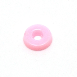 Pink Opaque Acrylic Beads, Flat Round, Pink, 6x1.5mm, Hole: 2mm, about 830pcs/bag