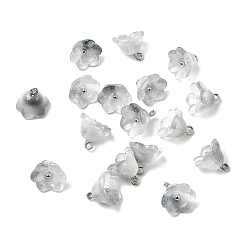 Серый Стеклянные прелести, цветок, с латунной петлей платинового тона и блестящей пудрой, градиент цвета, серые, 10.5x11 мм, отверстие : 2 мм