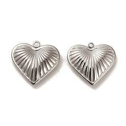 Stainless Steel Color 304 Stainless Steel Pendants, Heart Charm, Stainless Steel Color, 17.5x19x4mm, Hole: 1.4mm