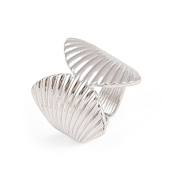 Shell Shape Латунные кольца-манжеты для женщин, без кадмия и без свинца, стойки покрытие, долговечный, платина, формы раковины, 18 мм, внутренний диаметр: регулируемый