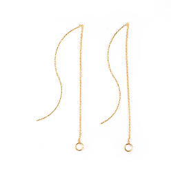 Real 18K Gold Plated Brass Stud Earring Findings, Ear Threads, with Loop, Real 18K Gold Plated, 113mm, Loop: 4x0.6mm, Inner Diameter: 2.5mm, Pin: 0.6mm