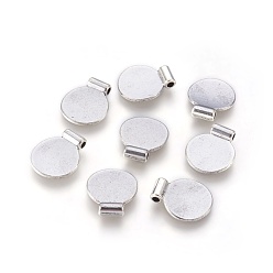 Antique Silver Alloy Stamping Blank Tag Charms Pendants, Flat Round, Cadmium Free & Lead Free, Antique Silver, 12x15x3mm, Hole: 2mm