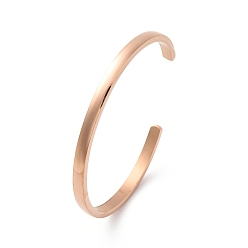 Розовое Золото Ионное покрытие (ip) 304 браслеты-манжеты из нержавеющей стали, розовое золото , 2-1/4x1-5/8 дюйм (5.7x4 см), 4 мм