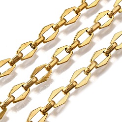Настоящее золото 18K Ионное покрытие (ip) 304 шестигранные звенья цепей из нержавеющей стали, несварные, реальный 18 k позолоченный, 8x6x1.4 мм