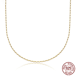 Real 18K Gold Plated 925 Sterling Silver Chain Necklace, Real 18K Gold Plated, 15.75 inch(40cm)