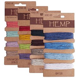 Mixed Color 16 Colors Jute Cord, Jute String, for Arts Crafts DIY Decoration Gift Wrapping, Mixed Color, 1mm, about 5yard/Colour, 4colors/card, 4 colors, 1card/color, 4cards/set.