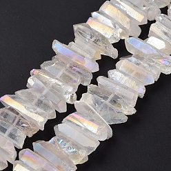 WhiteSmoke Natural Quartz Crystal Points Beads Strands, Dyed, Nuggets, WhiteSmoke, 15~30x4~8x4~7mm, Hole: 1mm, 8 inch