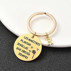 Letter R 201 брелок с буквами из нержавеющей стали и латуни, литыми кольцами, золотые, Буква R, 6.2 см, Кулон : 12~30 мм