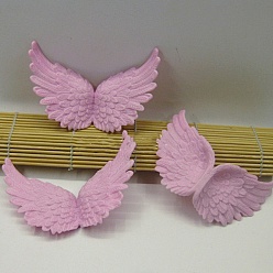 Pink Plastic Angel Wings Ornament, Craft Wings, for DIY Christmas Gift, Cake Decoration, Pink, 80x50mm